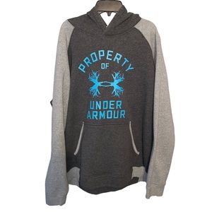 Under Armour Men’s Gray and Blue Logo Hunting Hoodie Size XL